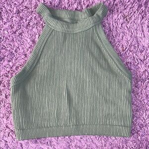 Ribbed Green Halter Top